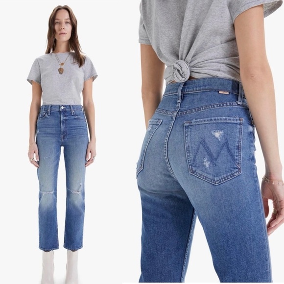 MOTHER Denim - Mother Superior High Waisted Rider Ankle Far Beyond The Sky Jeans Size 26 Wide